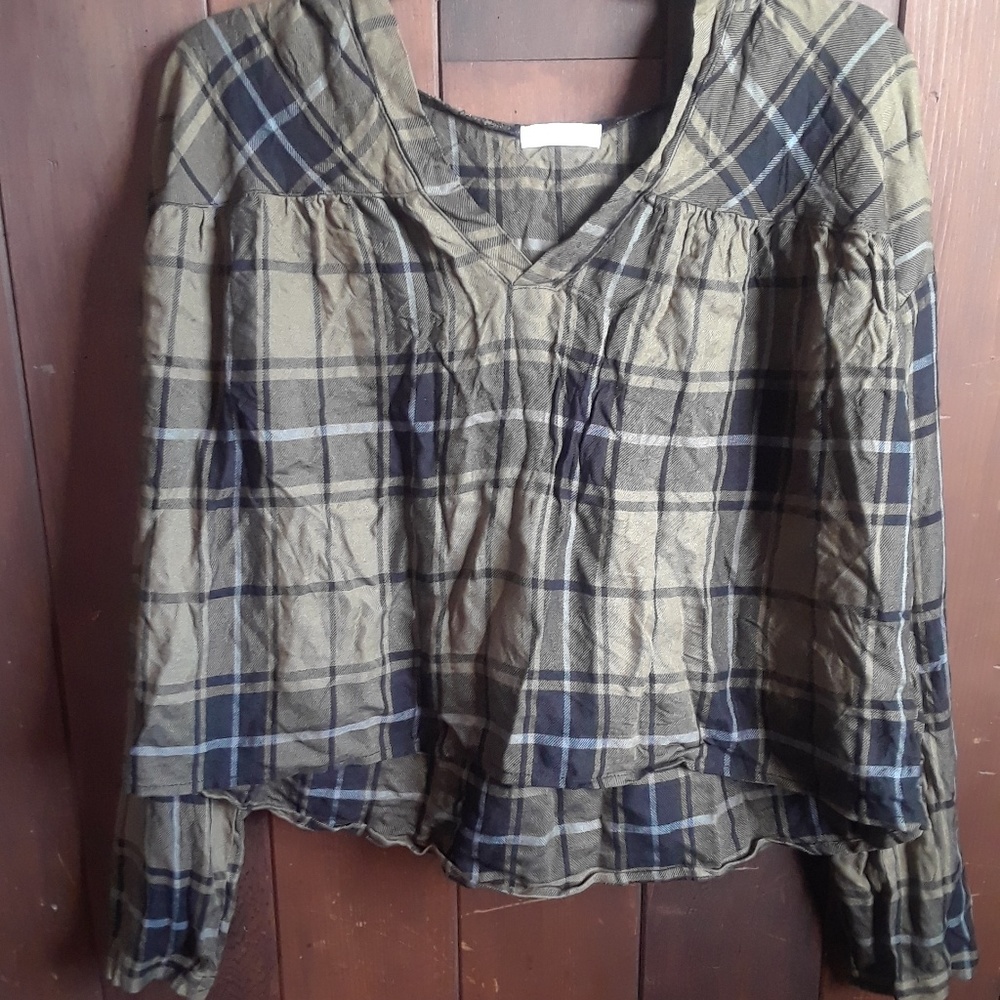Soul Cake green plaid top